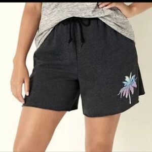 Victoria's Secret Pink DAD Shorts Glitter Palm Tree Tropical ShortsDark Gray Xxl